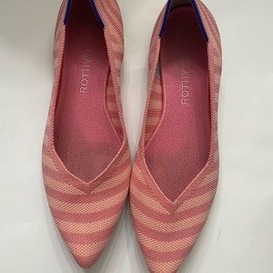 Rothy, pink, ballet flats, pink stripe, rotheys, size 10